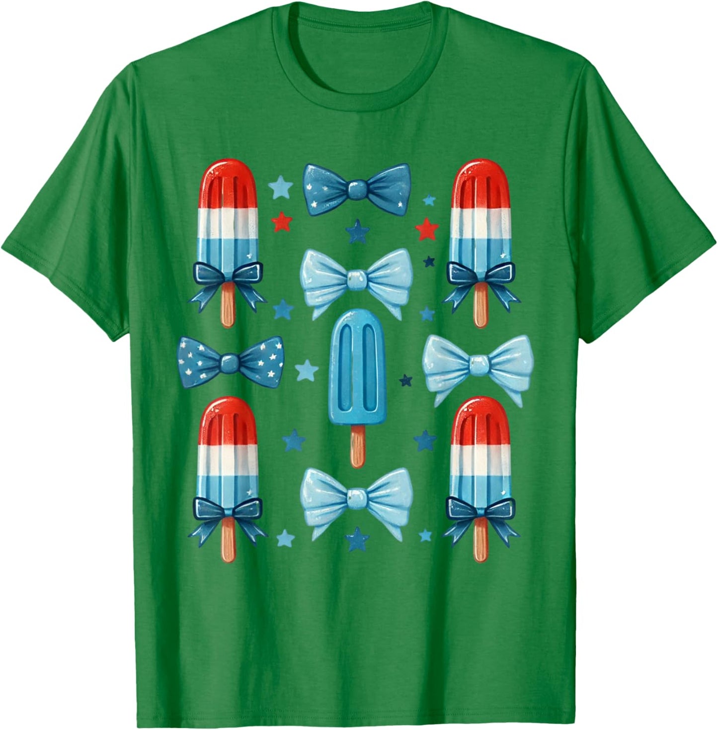 4th of July Cute Popsicle Bows Patriotic Women T-Shirt - T-Shirt | Irish Green