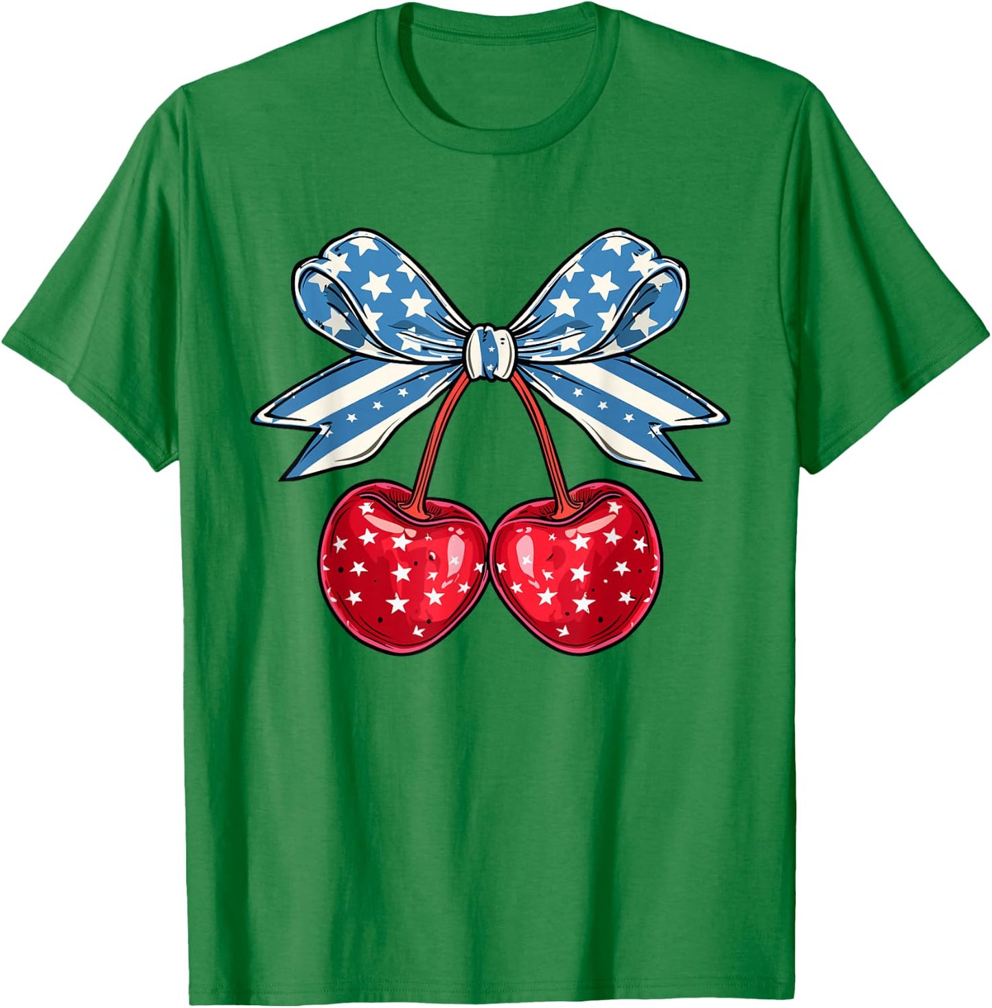 Funny Cherry Coquette 4th Of July Fourth July American Women Kids Men T-Shirt - T-Shirt | Irish Green