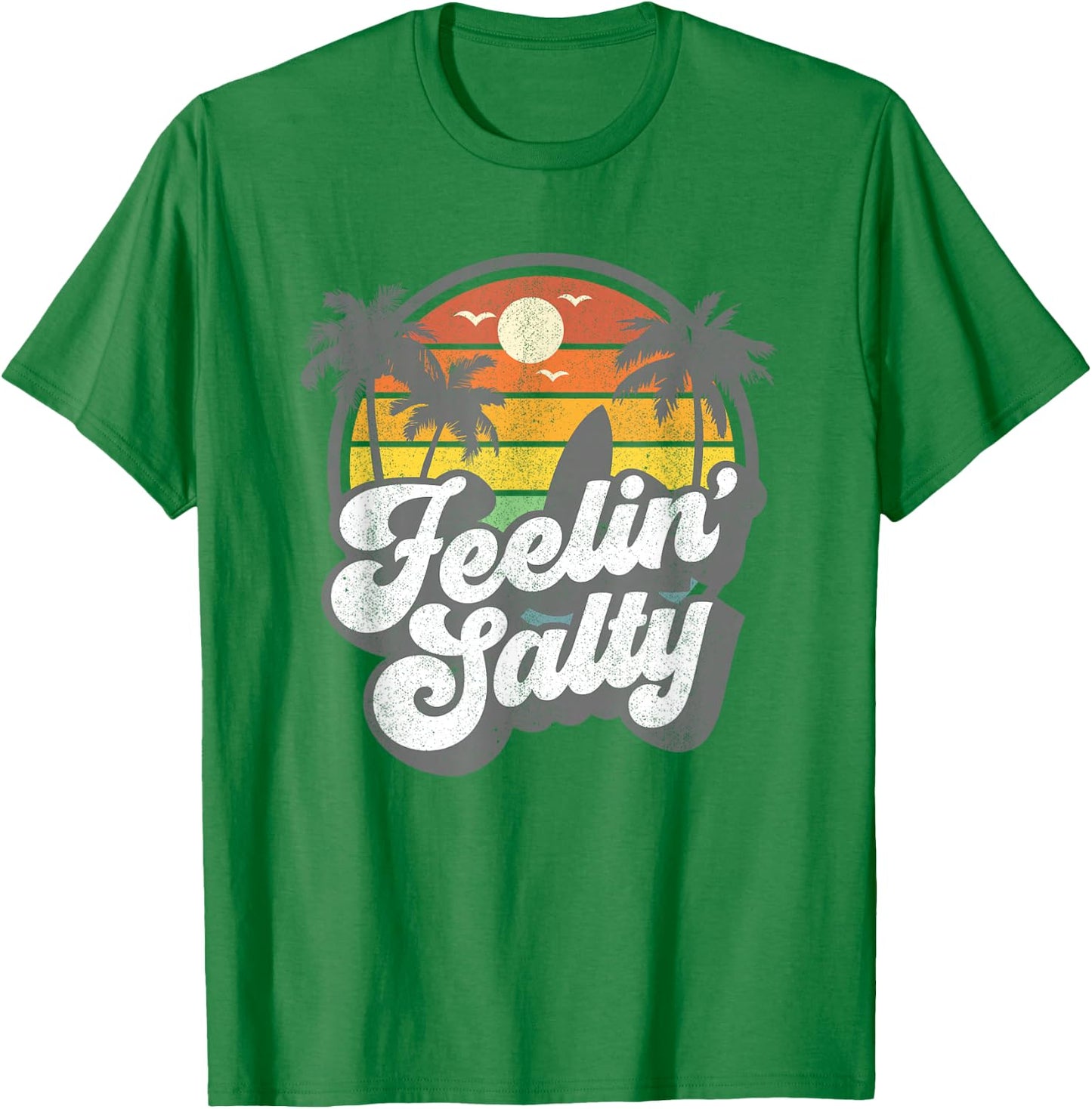 Feeling Salty Island Vacation Surfing Palm Retro Beach Gift T-Shirt - T-Shirt | Irish Green