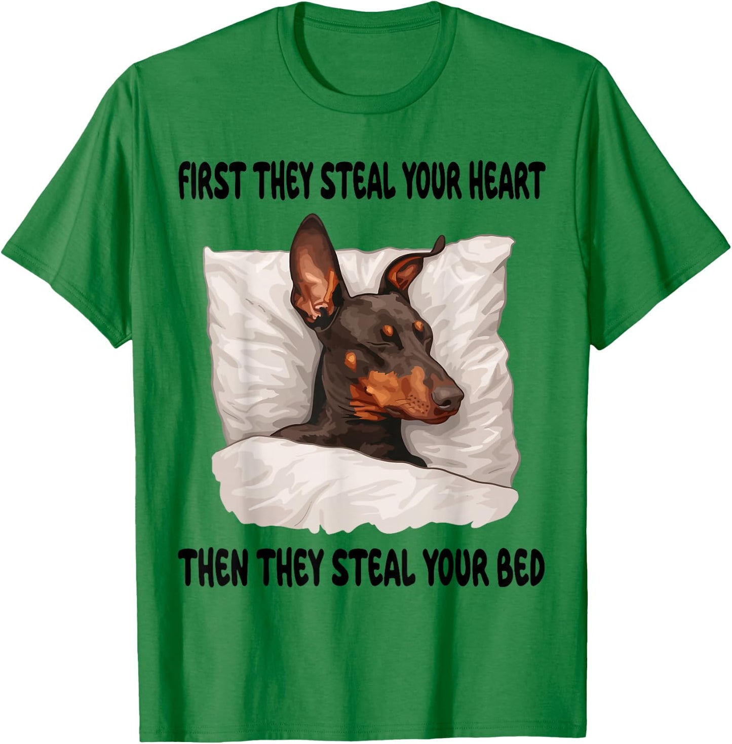 Doberman Pinscher Sleeping Pajamas Nightgown T-Shirt - T-Shirt | Irish Green