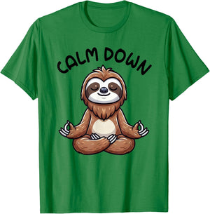 Sloth Calm Down Yoga Meditation T-Shirt - T-Shirt | Irish Green