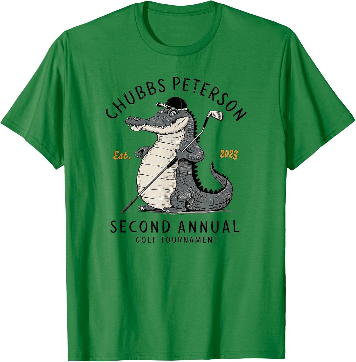 Sporty GolfGator Brands Chubbs Peterson Golf Tournament 2023 2nd Annual -Adults White Short Sleeve Classic Fit T-Shirt - T-Shirt | Irish Green