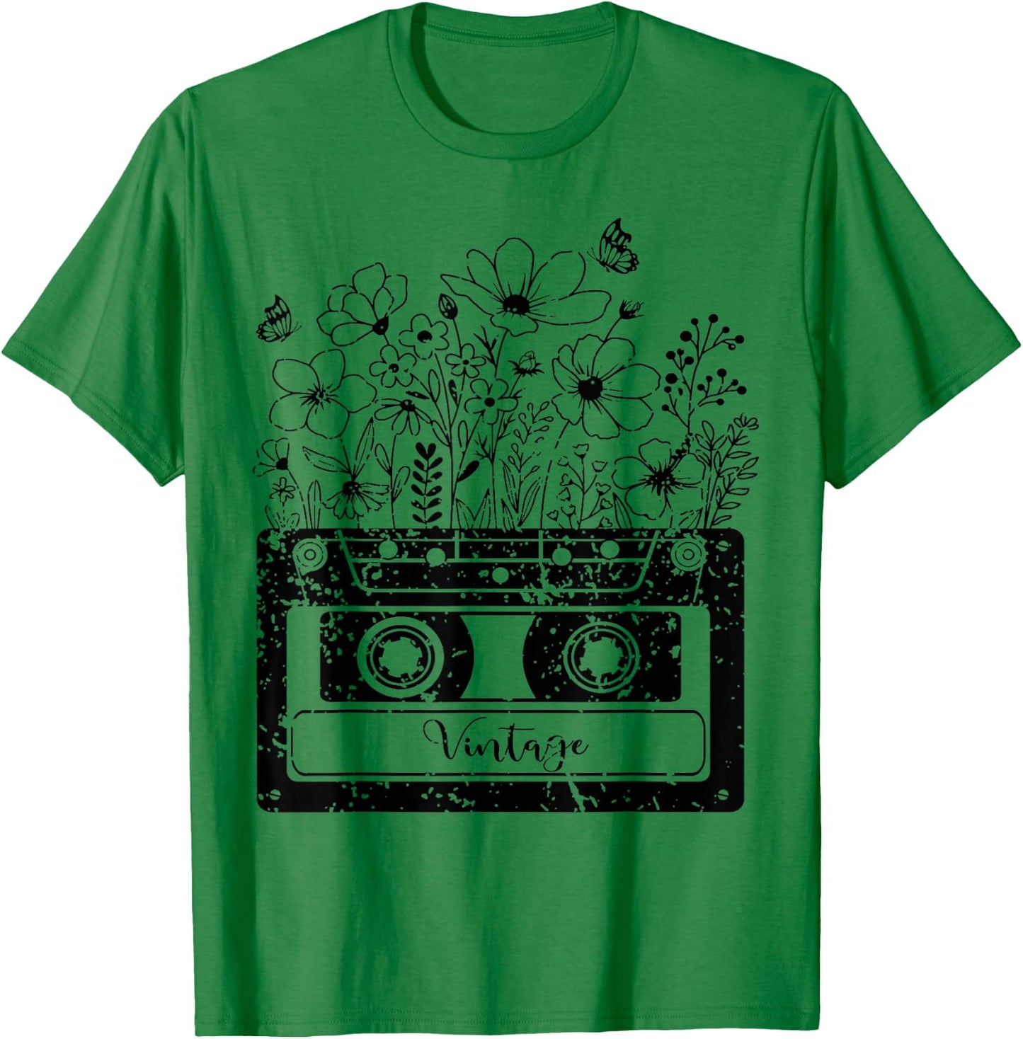 Vintage Cassette Wildflower, Tapes Mixtapes 80s 90s Music T-Shirt - T-Shirt | Irish Green