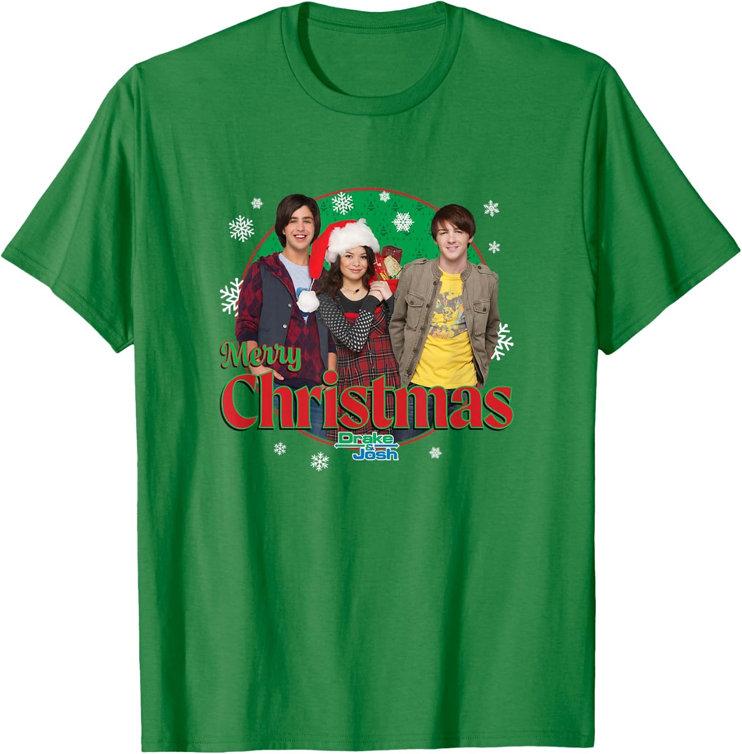 Drake and Josh Christmas Merry X-Mas Drake, Josh & Megan T-Shirt - T-Shirt | Irish Green