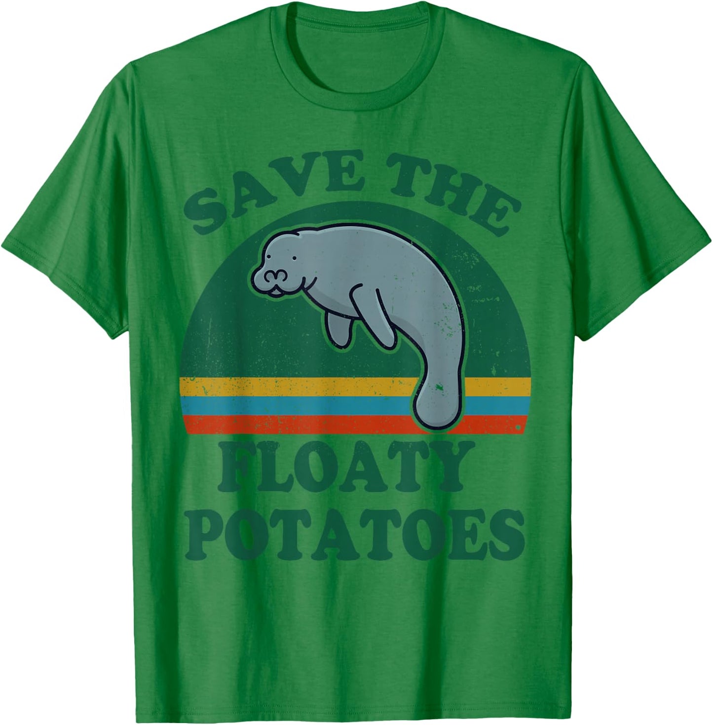 Manatee-Shirt Save The Floaty Potatoes Funny Chubby Mermaid T-Shirt - T-Shirt | Irish Green
