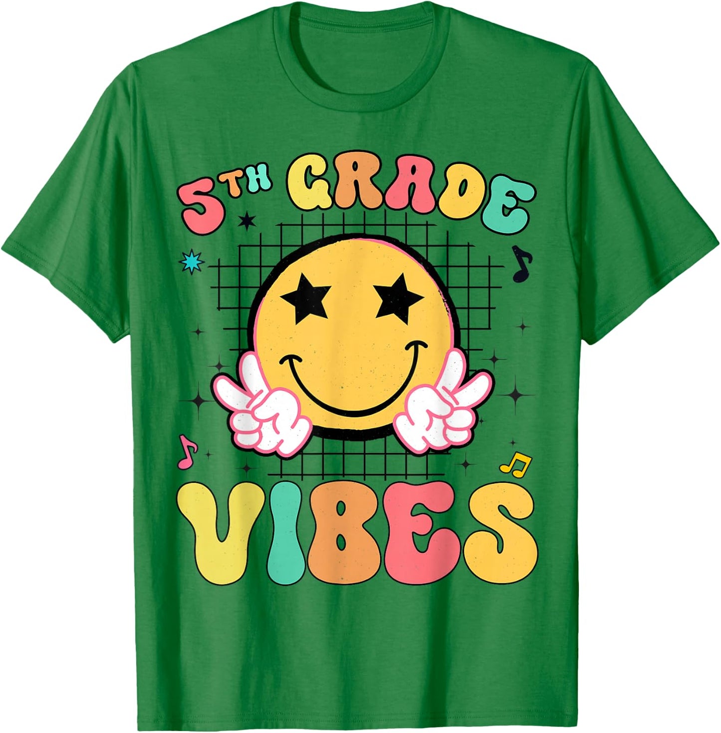 Girls 5th Grade Vibes Smile Face Back to School Fifth grade T-Shirt - T-Shirt | Irish Green