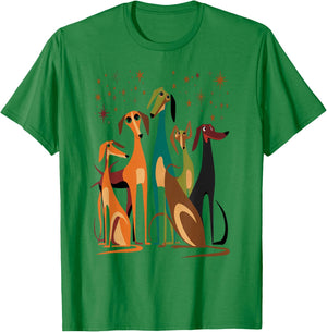 Vintage Retro Mid-Century Long Neck Dogs 50s 60s Style T-Shirt - T-Shirt | Irish Green