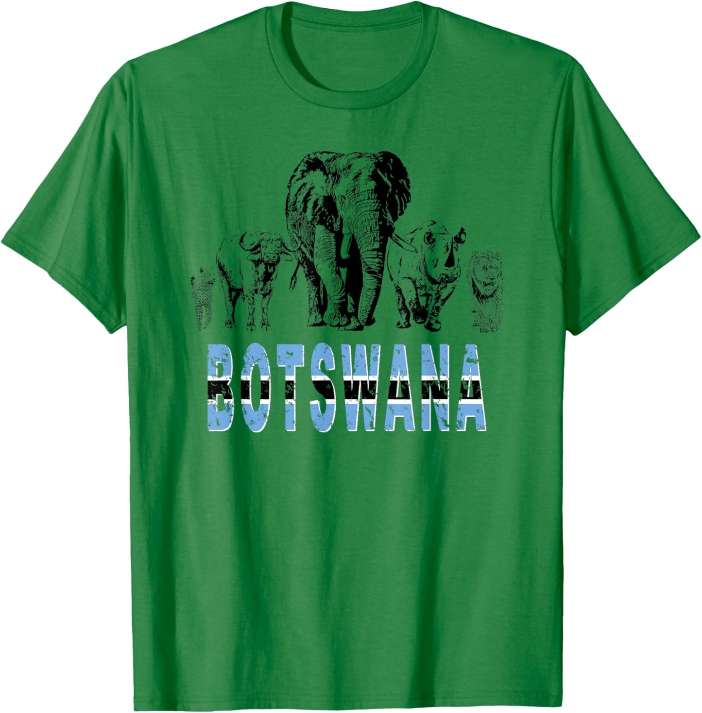 Big Five Botswana Pride Artwork for Wildlife Lovers T-Shirt - T-Shirt | Irish Green
