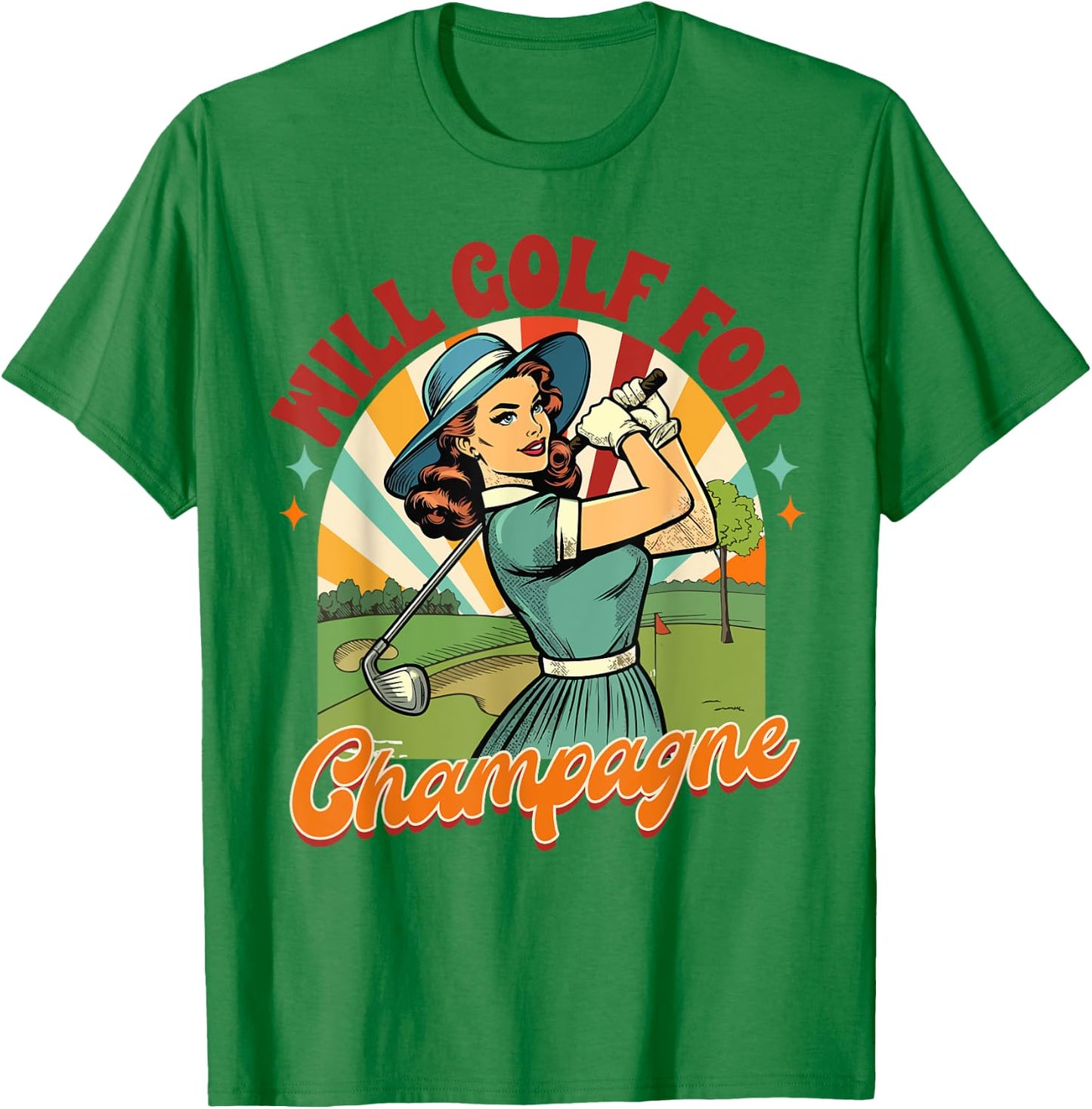 Golf Player Golfer Club Drinking Will Golf For Champagne T-Shirt - T-Shirt | Irish Green