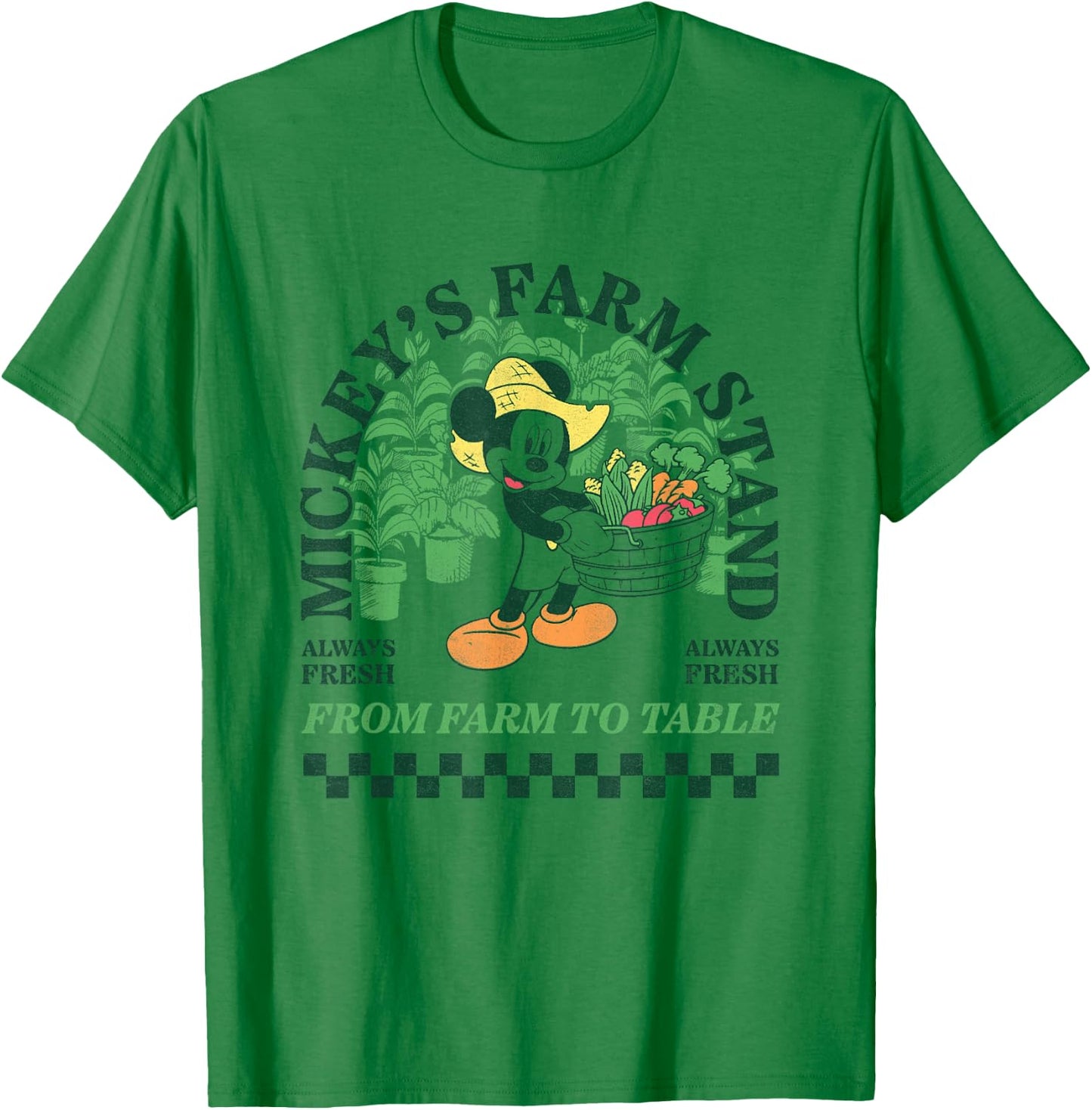 Disney Mickey And Friends Mickey's Farm Stand Retro Big Logo T-Shirt - T-Shirt | Irish Green