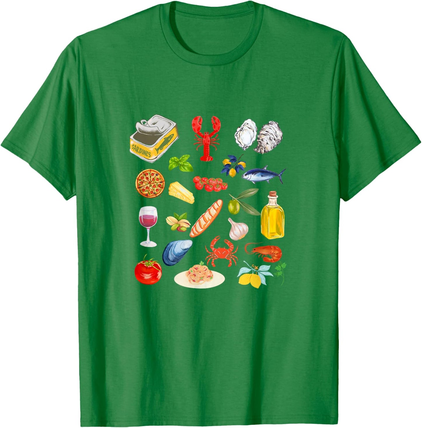 Italian summer Sardines tinned fish tomato girl food lover T-Shirt - T-Shirt | Irish Green