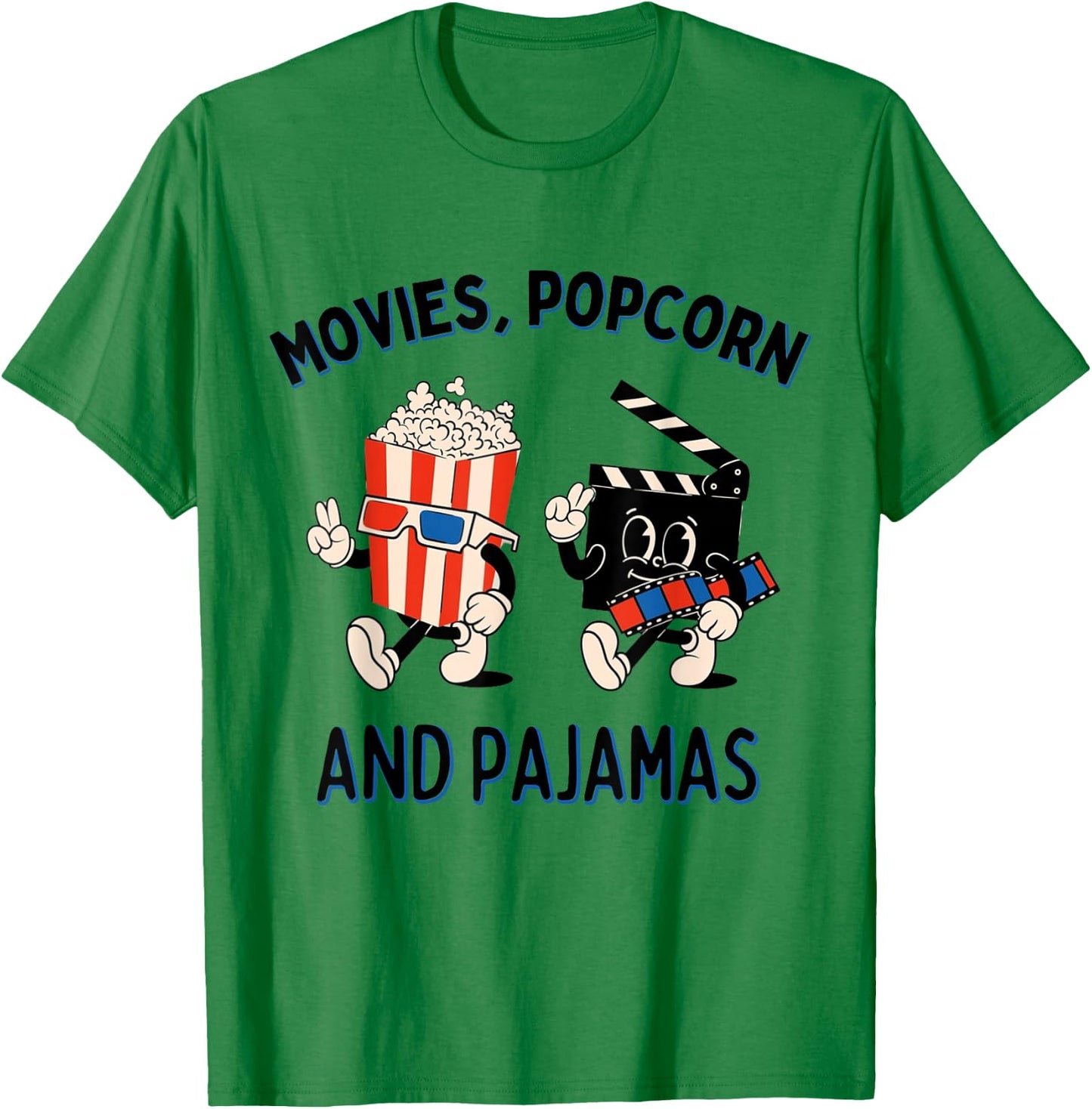Movies Popcorn And Pajamas Popcorn Movie Night T-Shirt - T-Shirt | Irish Green