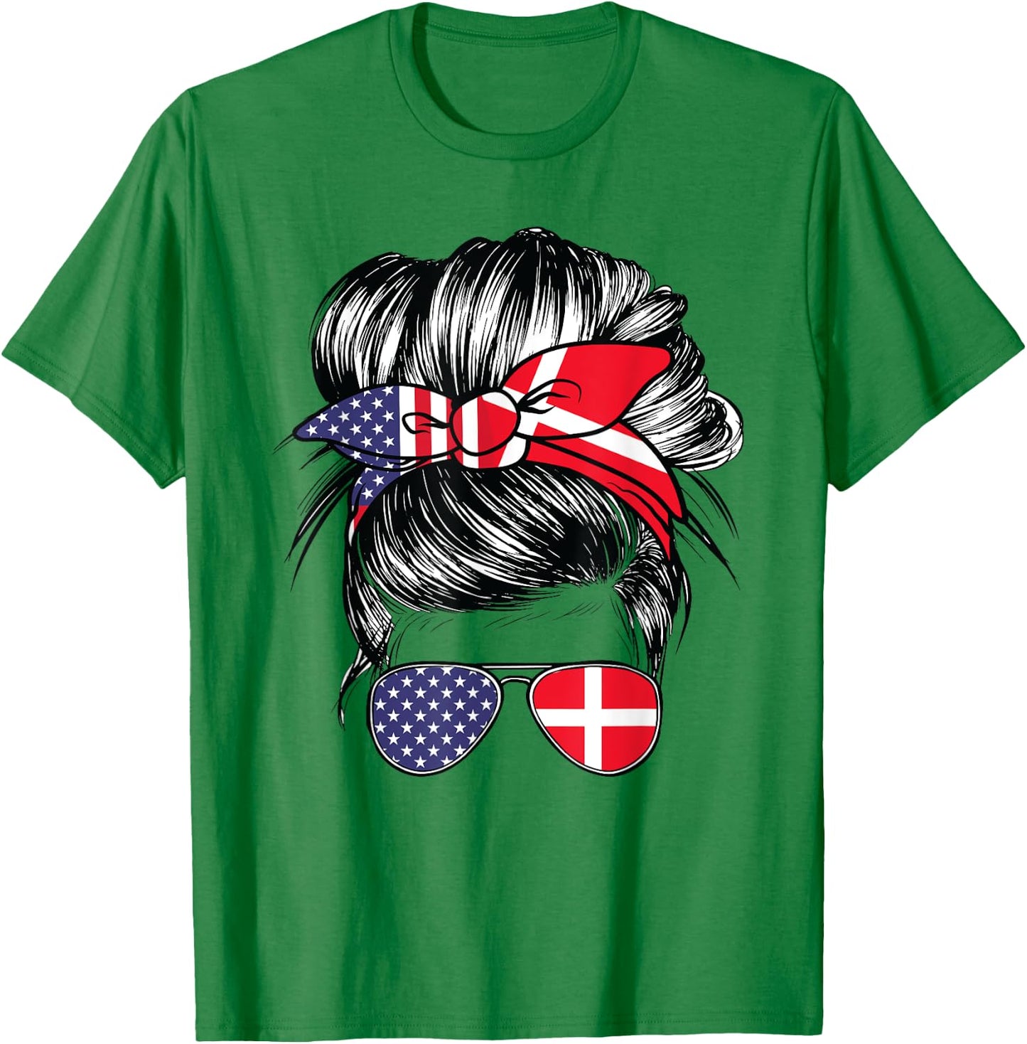 Denmark Flag American Women Girl USA Heritage Danish T-Shirt - T-Shirt | Irish Green
