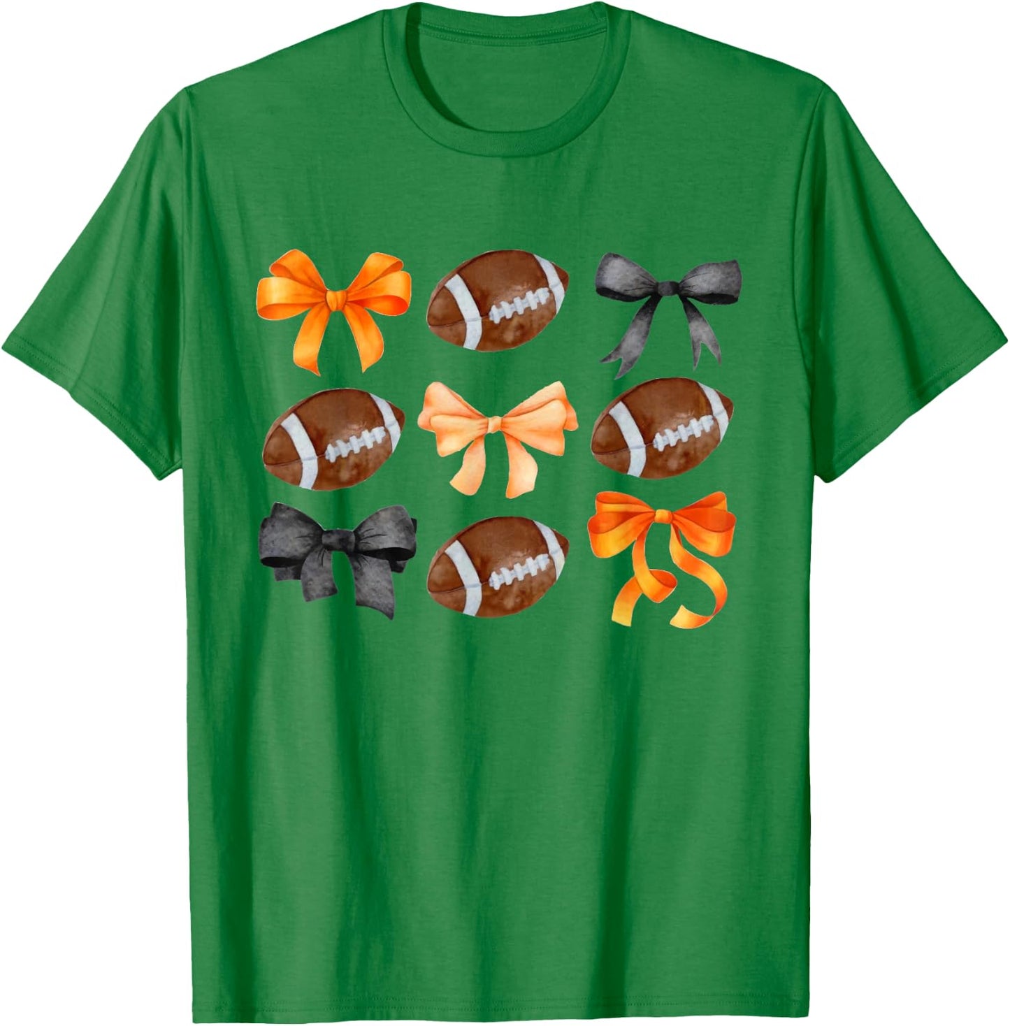 Coquette Football Bow Football Mom Game Day Women Girls Kids T-Shirt - T-Shirt | Irish Green