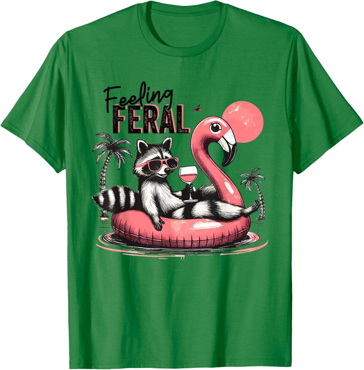 Feeling Feral Raccoon Summer Feral Girls Raccoon T-Shirt - T-Shirt | Irish Green