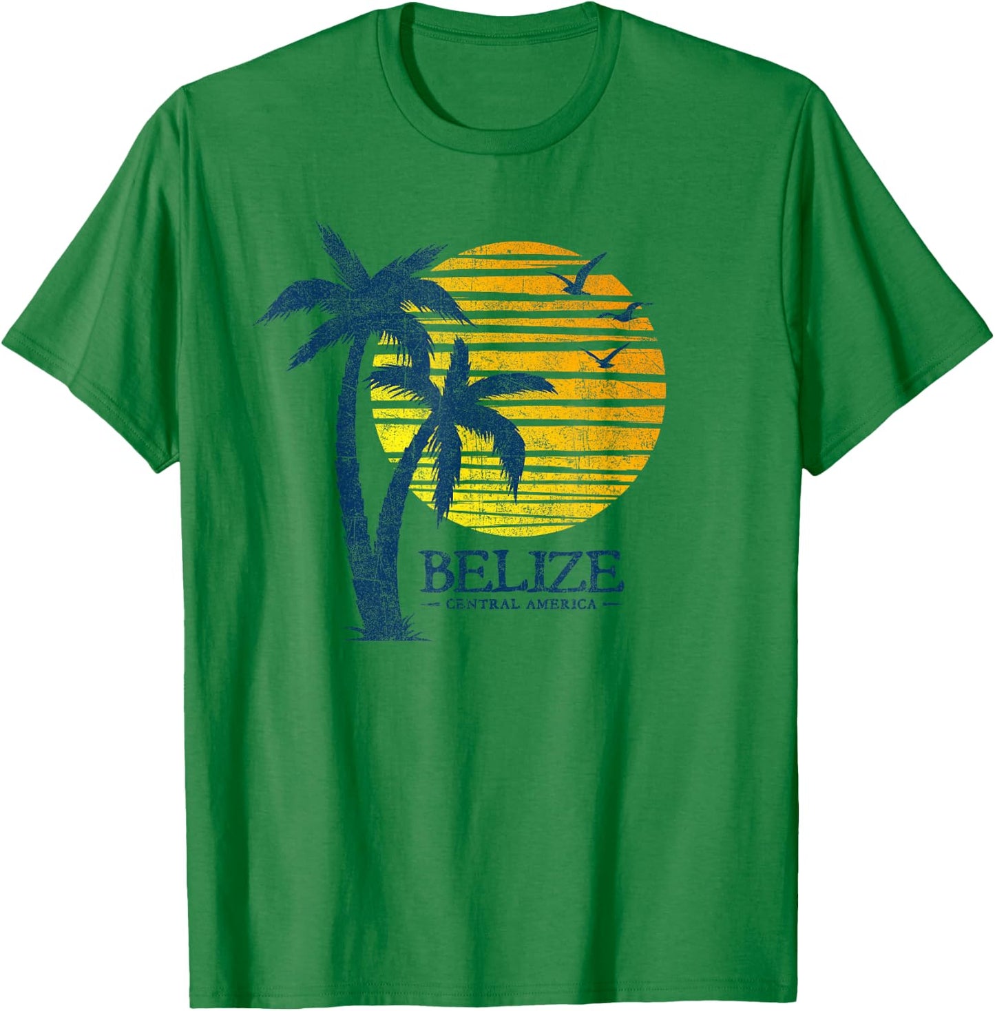 Retro Belize Souvenir Vintage Sunset Men Women T-Shirt - T-Shirt | Irish Green
