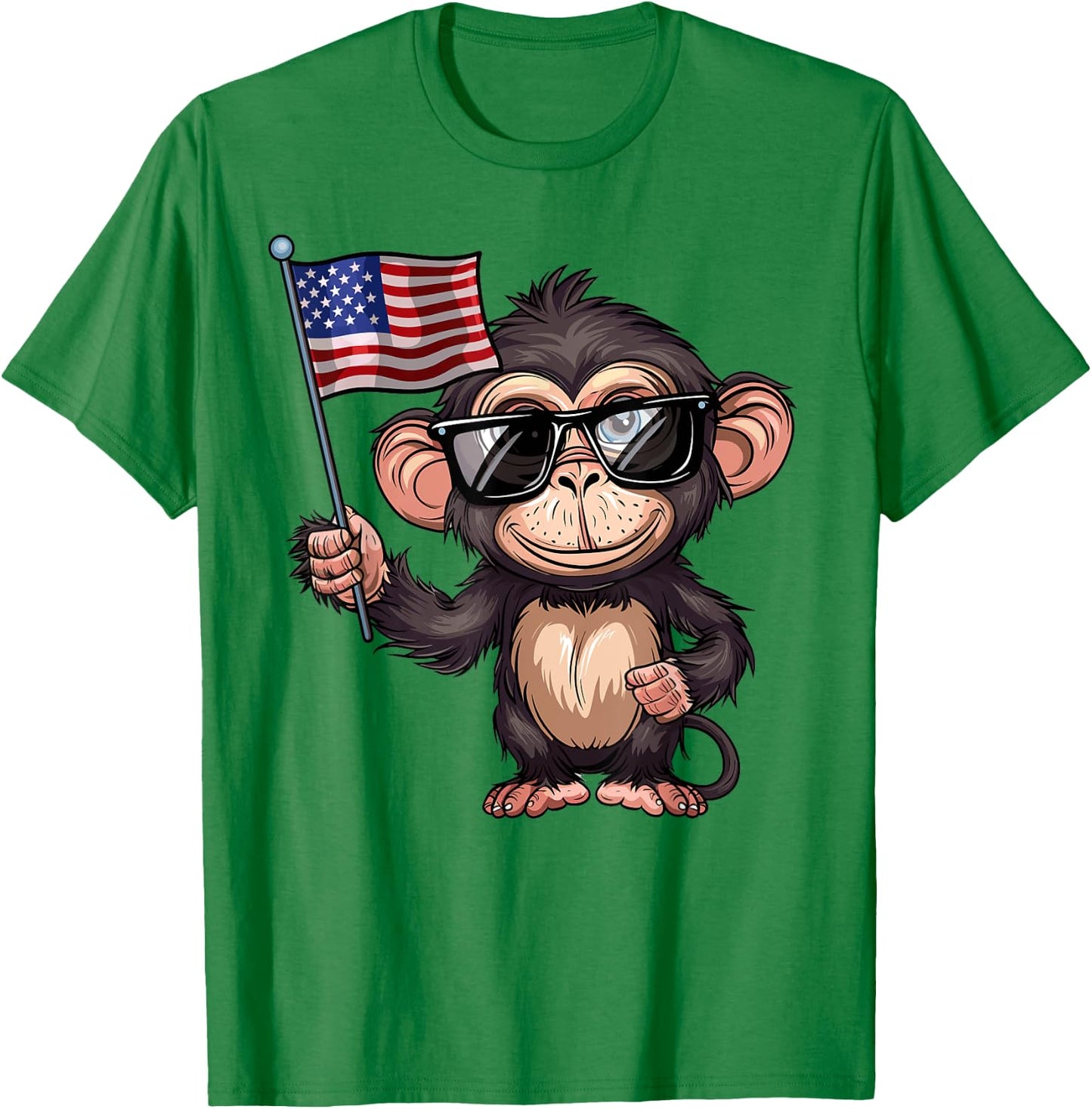 Monkey USA Flag - Funny Monkey Lovers 4th of July T-Shirt - T-Shirt | Irish Green