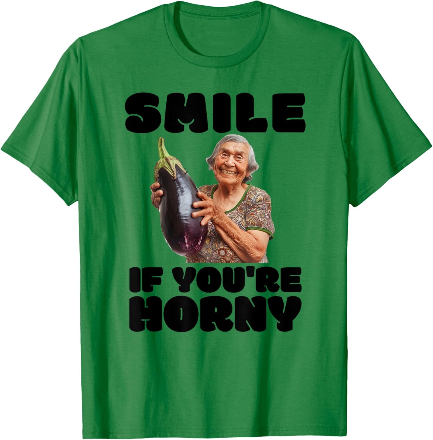 Funny Horny Eggplant Old Lady Inappropriate Embarrassing T-Shirt - T-Shirt | Irish Green