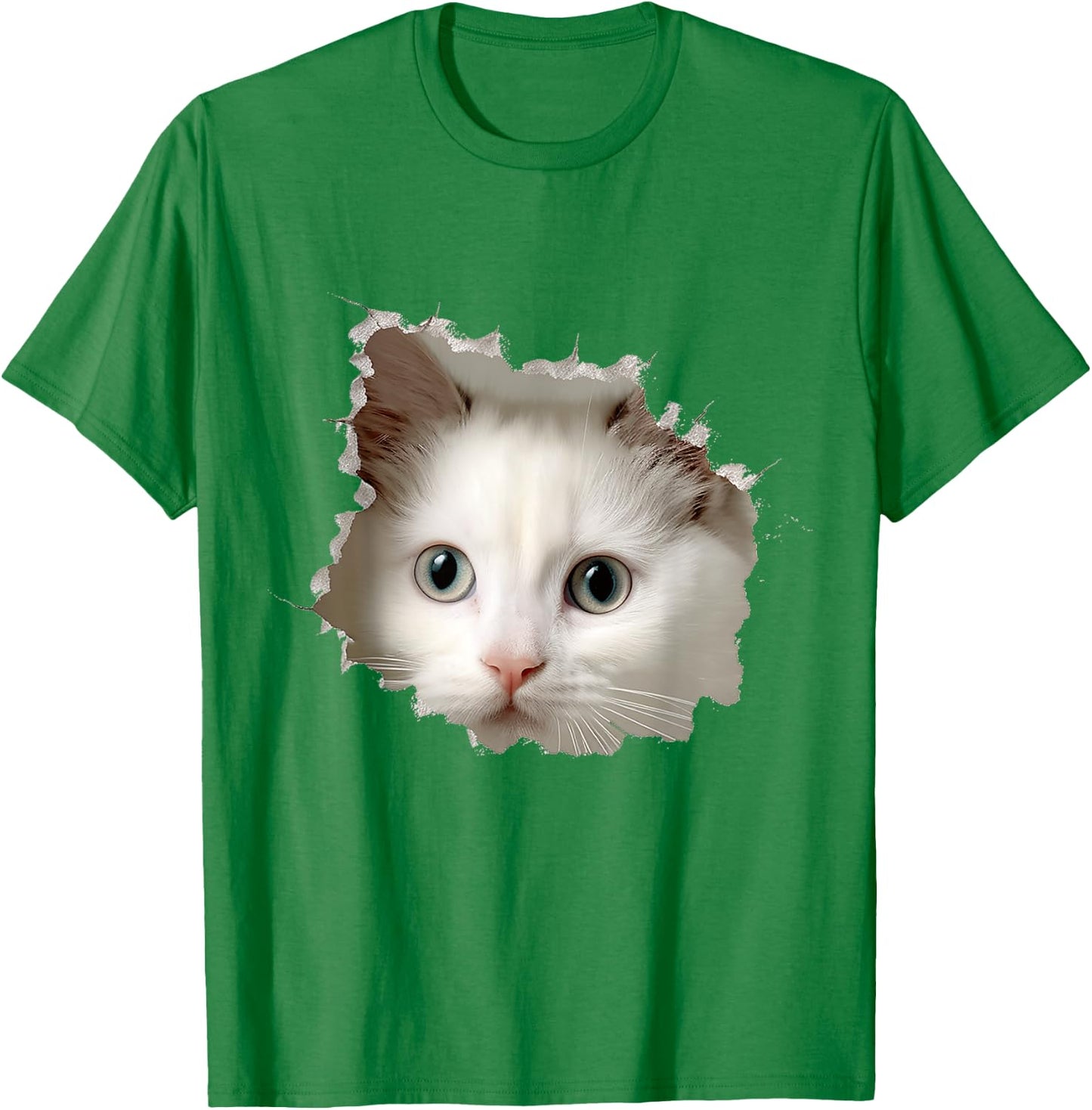 Cat Animal Graphic Drawing Illustration Face Cat Women Kids T-Shirt - T-Shirt | Irish Green