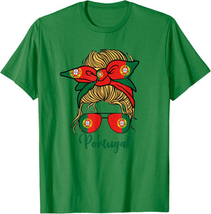 Cute Portuguese Girl Women Portuguesa Portugal Flag Girls T-Shirt - T-Shirt | Irish Green