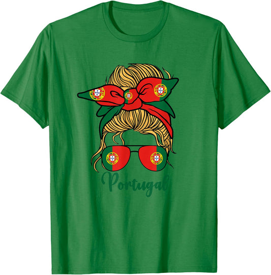 Cute Portuguese Girl Women Portuguesa Portugal Flag Girls T-Shirt - T-Shirt | Irish Green