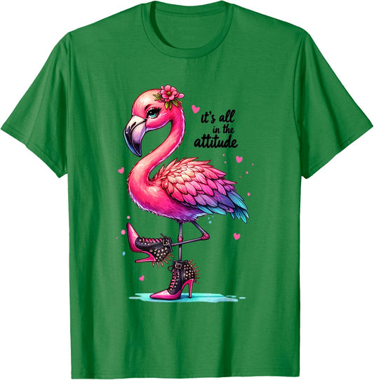 Cute Flamingo Spike Heels It's All in the Attitude Girls T-Shirt - T-Shirt | Irish Green
