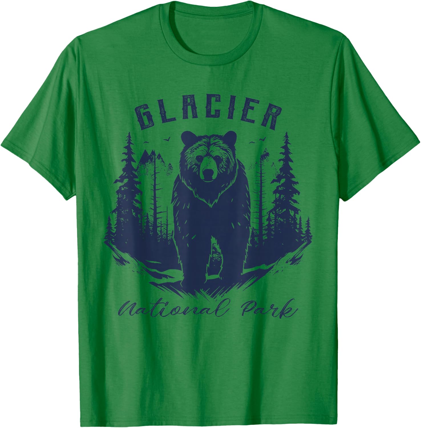 Retro Vintage Glacier National Park for kids Hiking Camping T-Shirt - T-Shirt | Irish Green