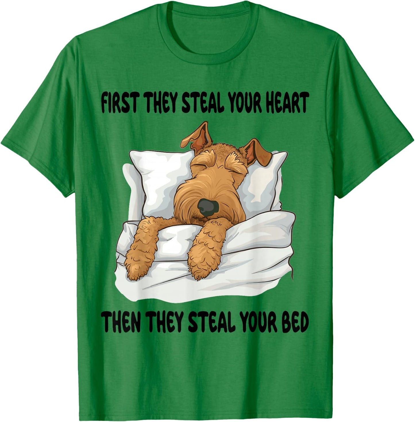 Airedale Terrier Sleeping Pajamas Nightgown T-Shirt - T-Shirt | Irish Green