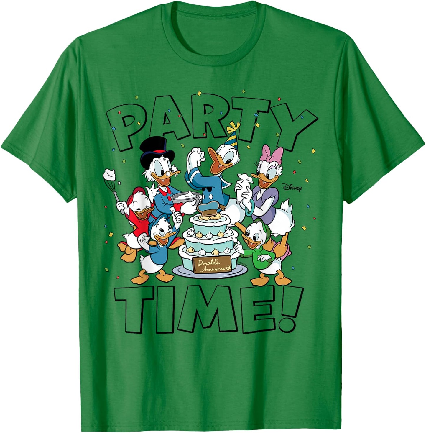 Donald Duck Scrooge McDuck Daisy Duck Huey Dewey Louie Party T-Shirt - T-Shirt | Irish Green