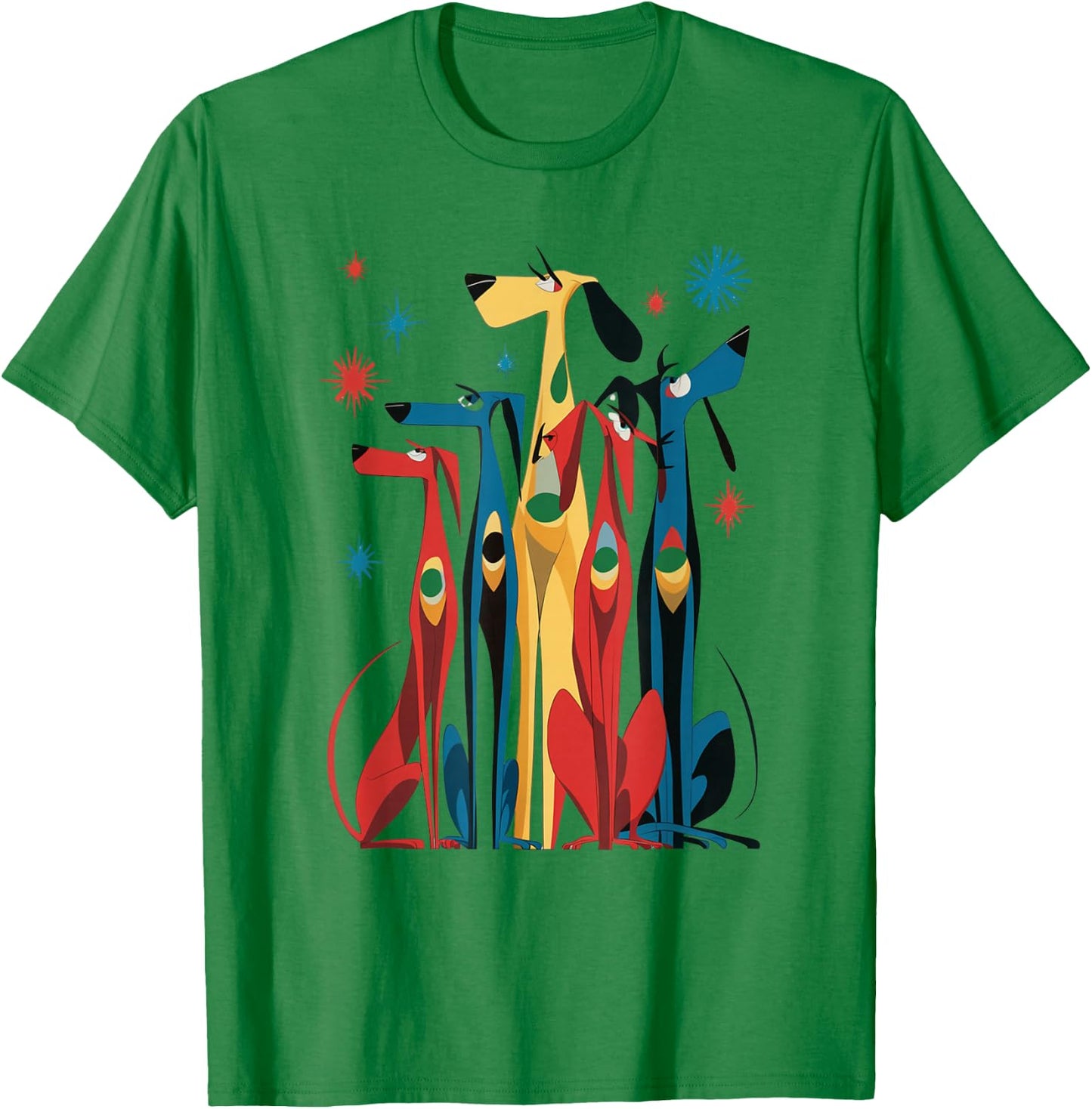Vintage Retro Mid-Century Long Neck Dogs 50s 60s Style T-Shirt - T-Shirt | Irish Green