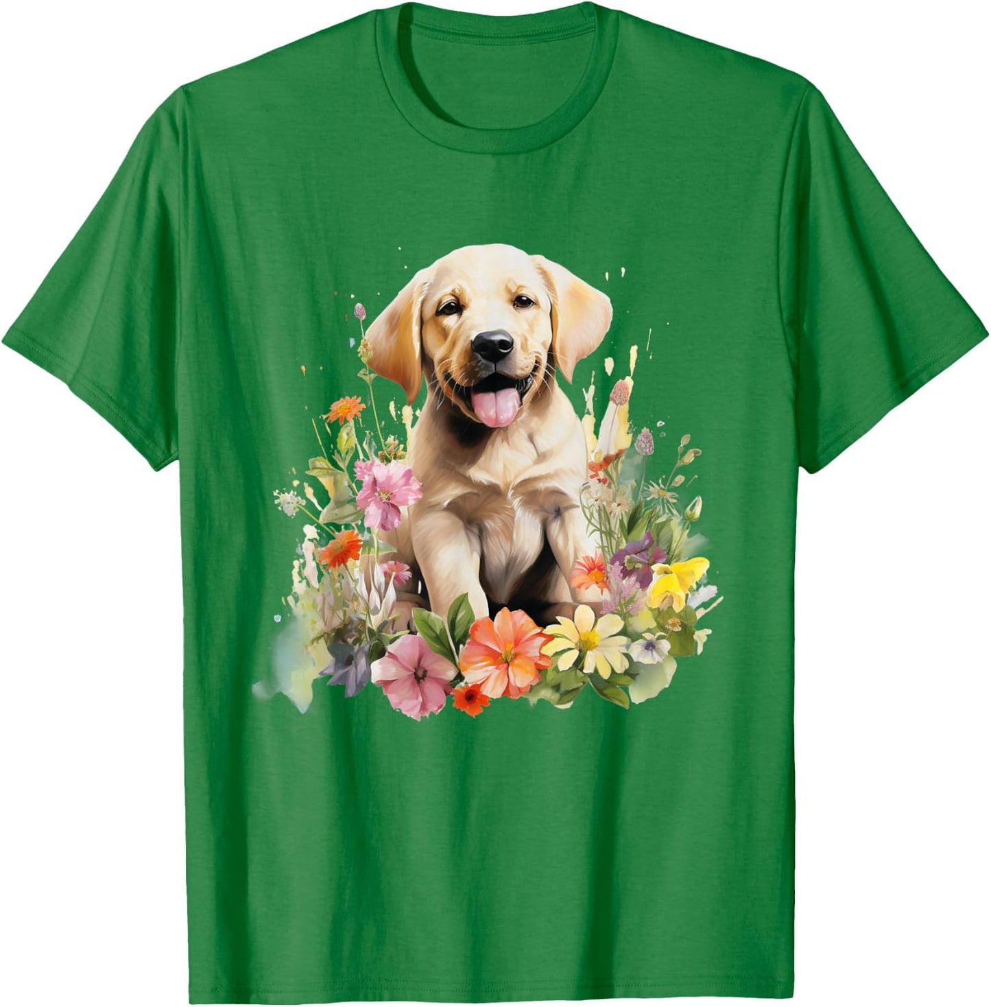 Floral Wildflower Dog Labrador Retriever T-Shirt - T-Shirt | Irish Green