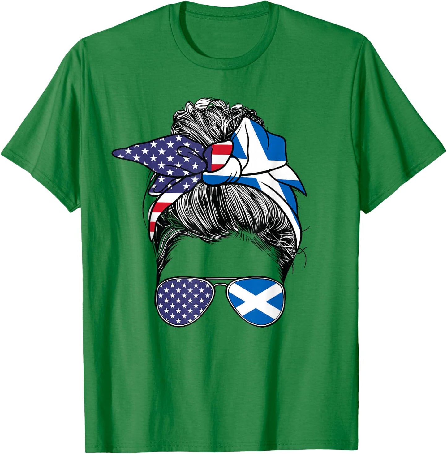 Scottish Women Girl USA Heritage American Scotland Flag T-Shirt - T-Shirt | Irish Green