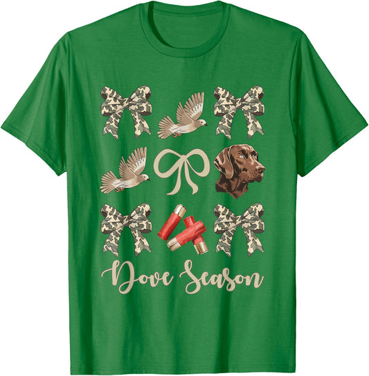 Camo Bow Coquette Dove Season Hunting Dove Hunter Hunt Girl T-Shirt - T-Shirt | Irish Green