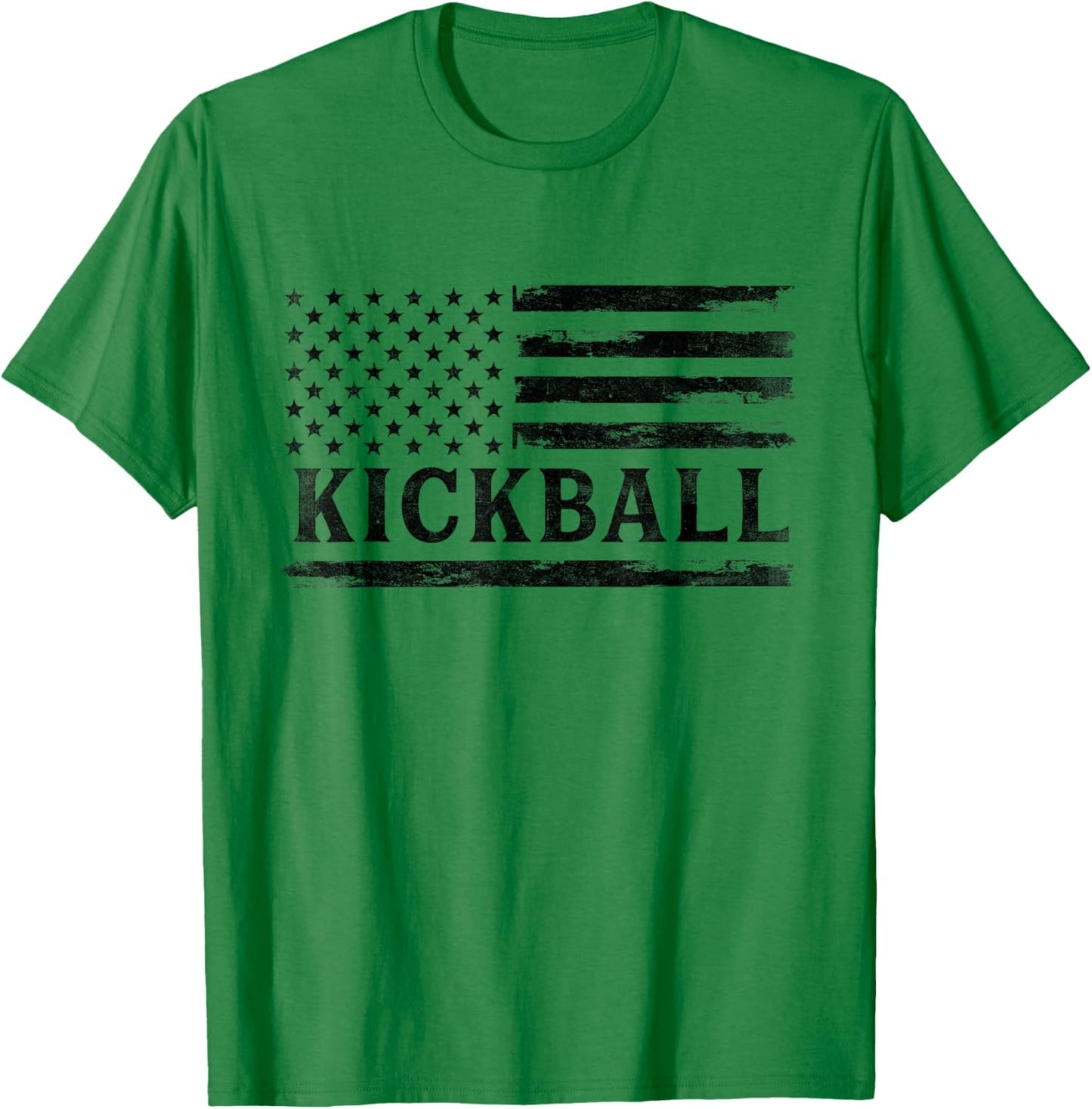 Kickball Black Vintage USA Flag Coach T-Shirt - T-Shirt | Irish Green