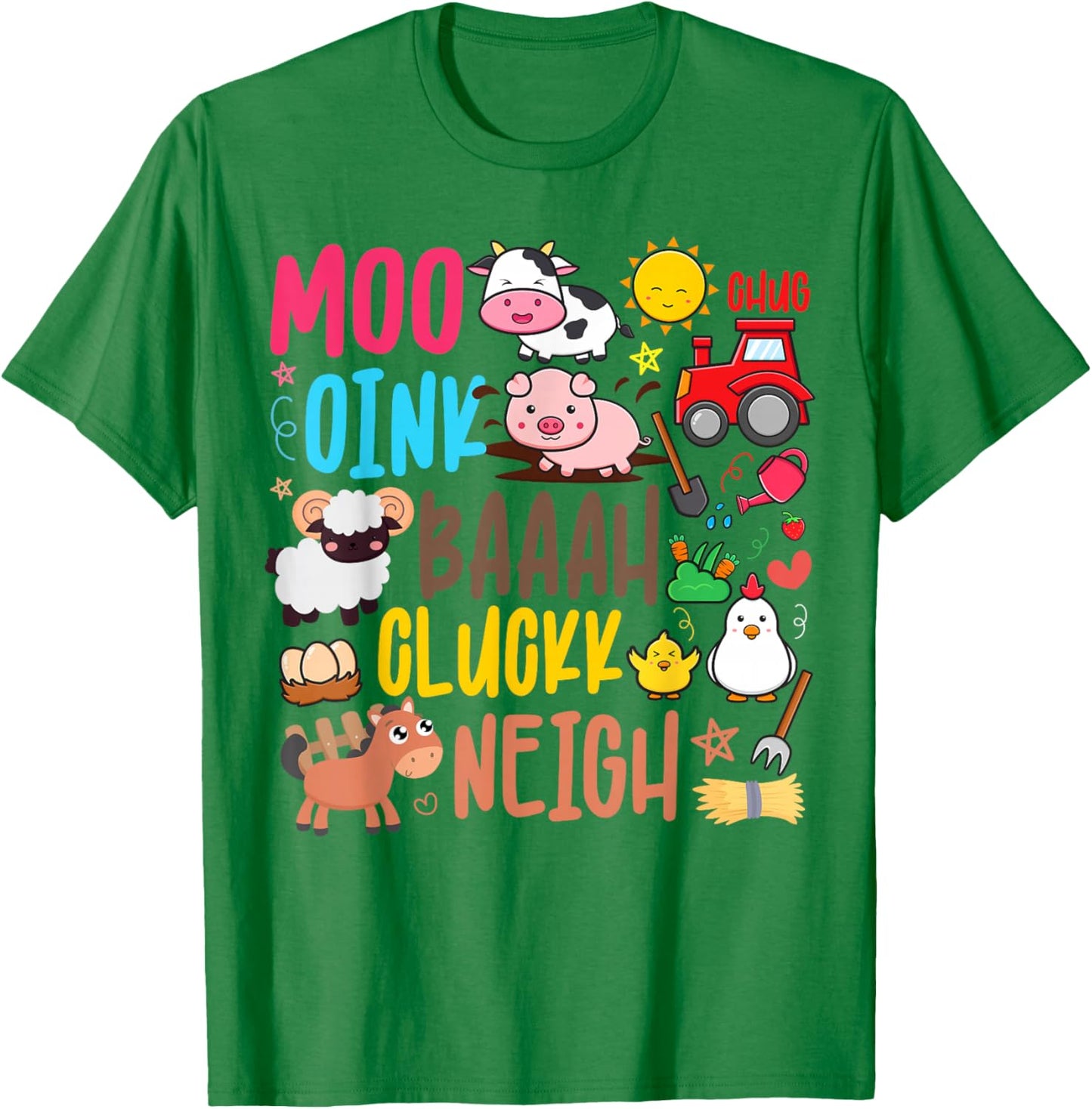 Farm Animals Sounds Oink Baa Neigh Cluck Moo Toddler Farmer T-Shirt - T-Shirt | Irish Green