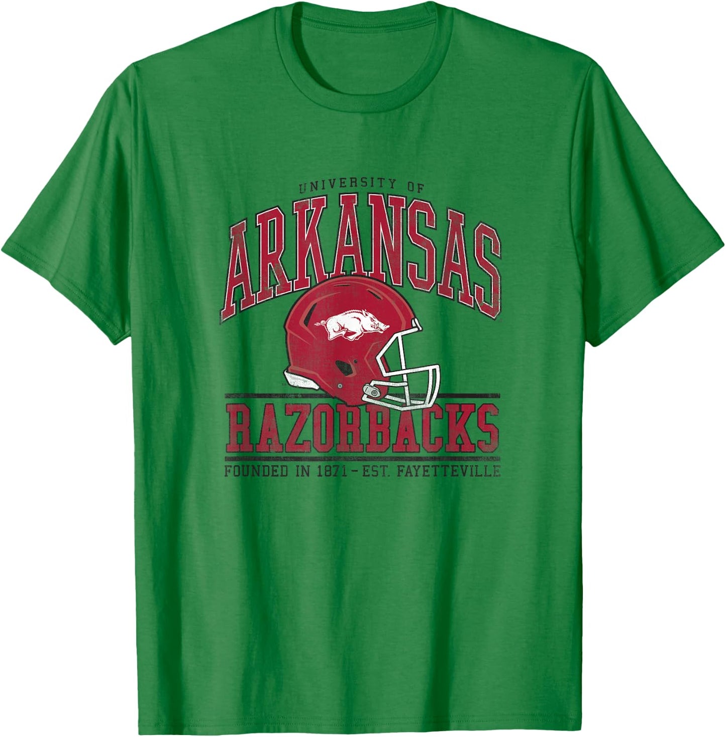 University of Arkansas Razorbacks Collegiate Football Helmet T-Shirt - T-Shirt | Irish Green