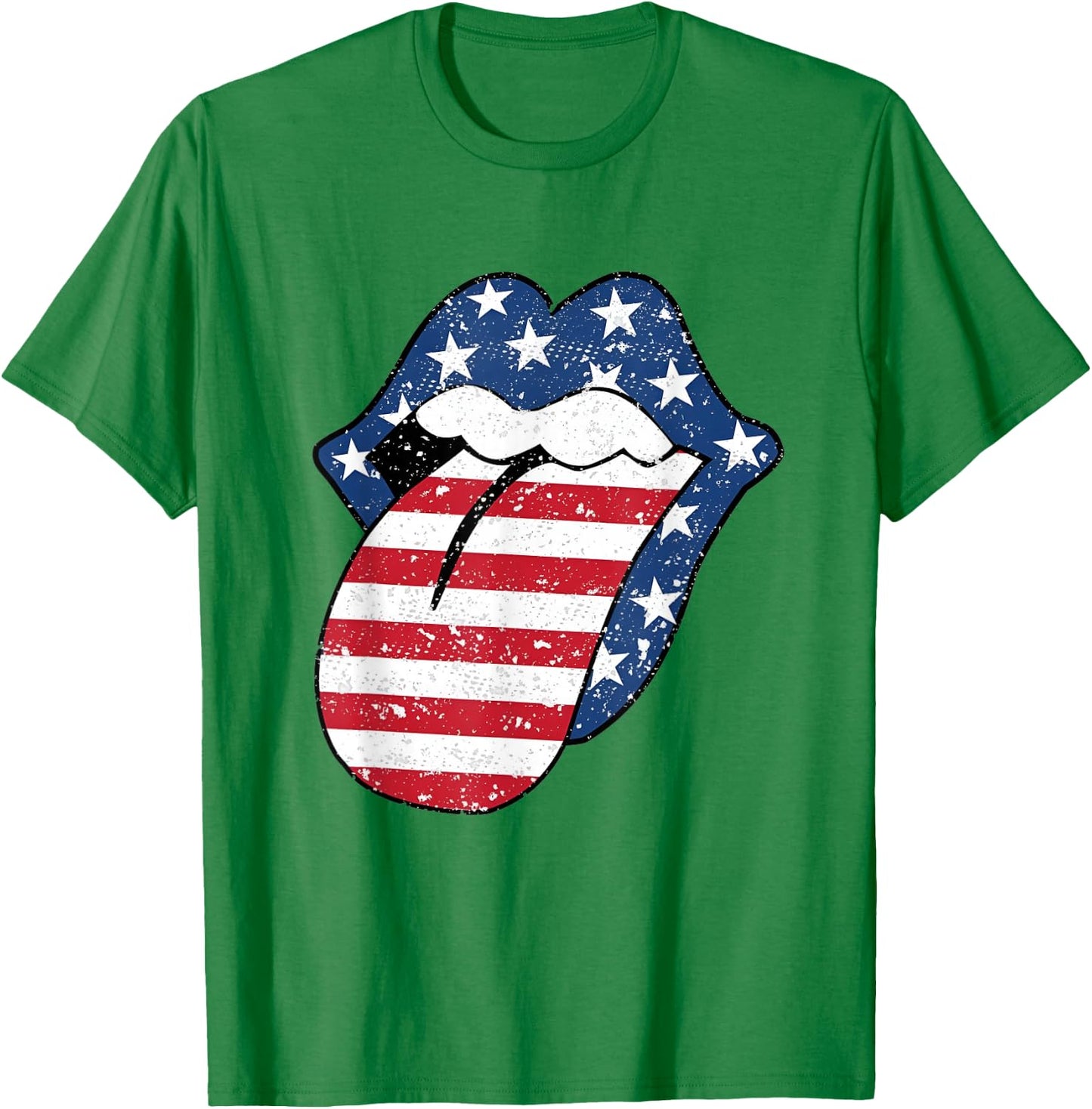 USA Patriotic American Flag Tongue Lips 4th Of July Women T-Shirt - T-Shirt | Irish Green