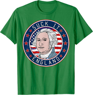 Suck It England Funny 4th of July George Washington 1776 T-Shirt - T-Shirt | Irish Green