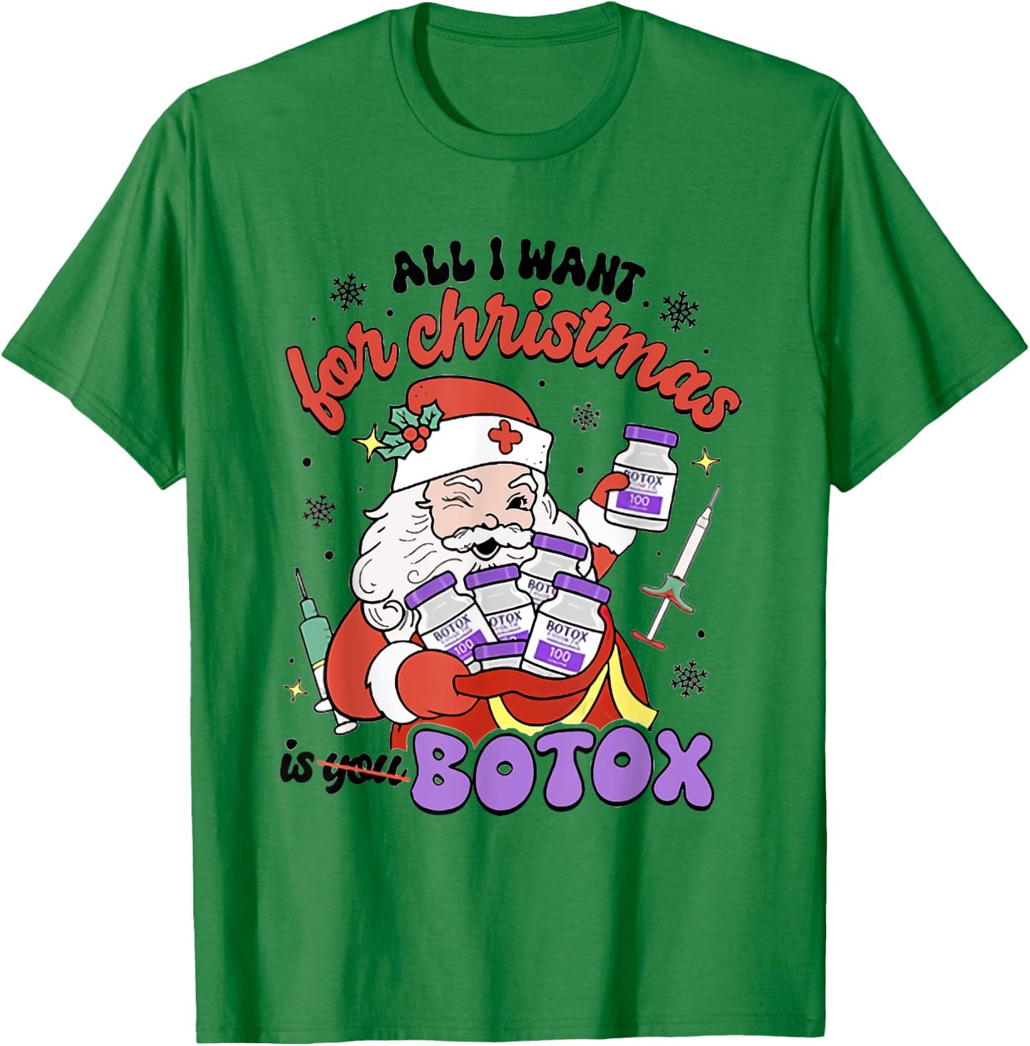 Women Santa Botox Nurse Injector Christmas Aesthetic Nurse T-Shirt - T-Shirt | Irish Green