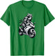 Japanese Samurai Ninja Cat Riding a Motorcycle Crotch Rocket Men Women T-Shirt - T-Shirt | Irish Green
