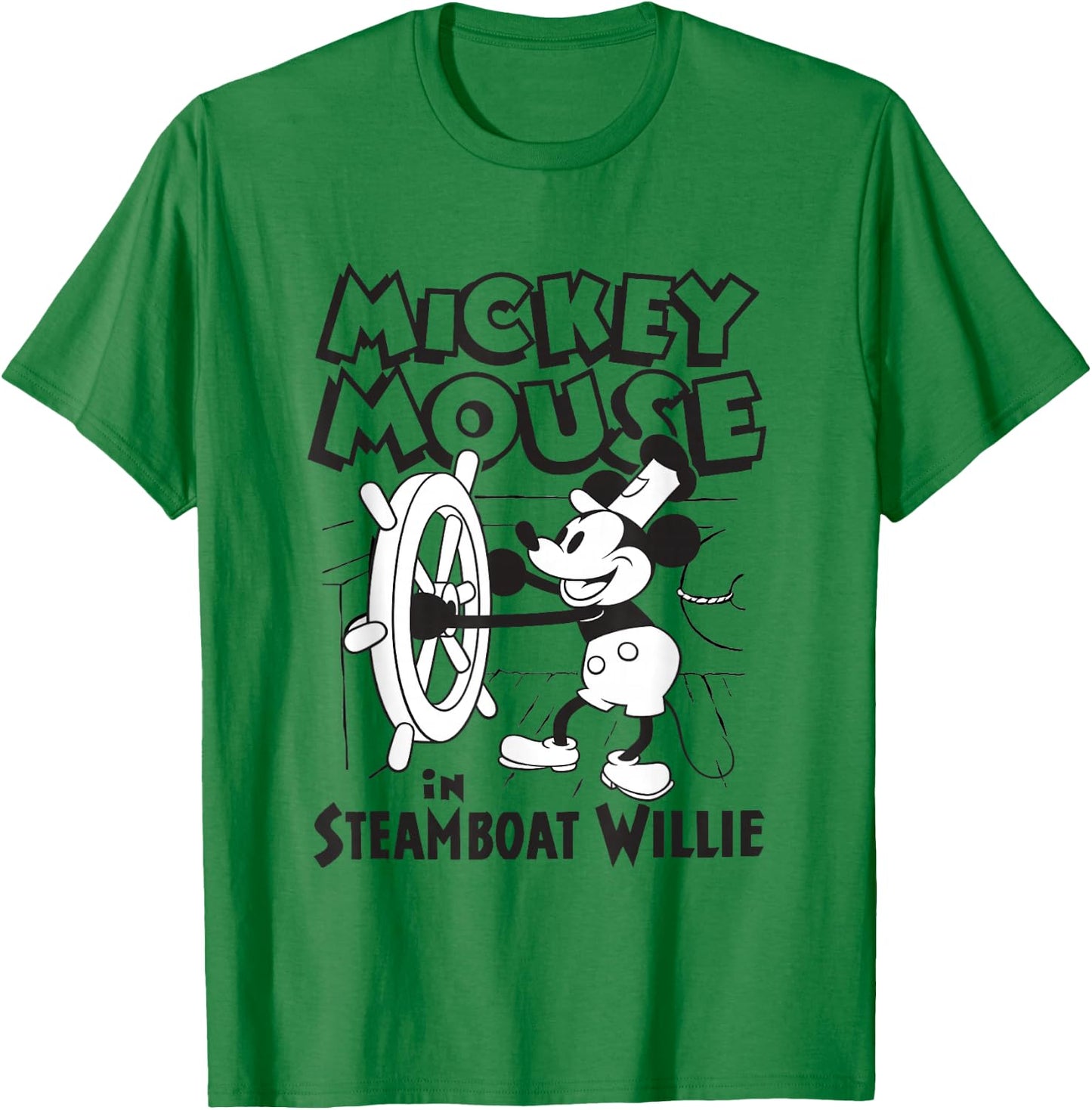 Disney Steamboat Willie Mickey Mouse Steering Boat Vintage T-Shirt - T-Shirt | Irish Green