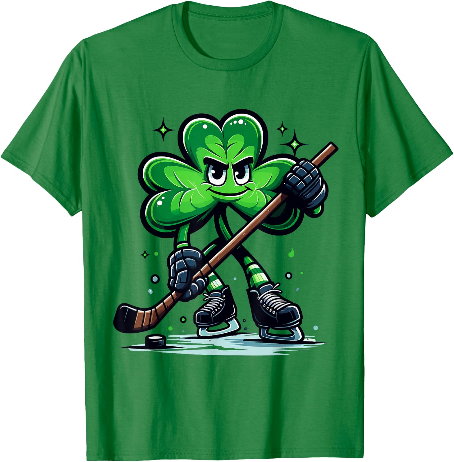 Hockey Lovers Players St Patricks Day Shamrock Men Women Boy T-Shirt - T-Shirt | Irish Green