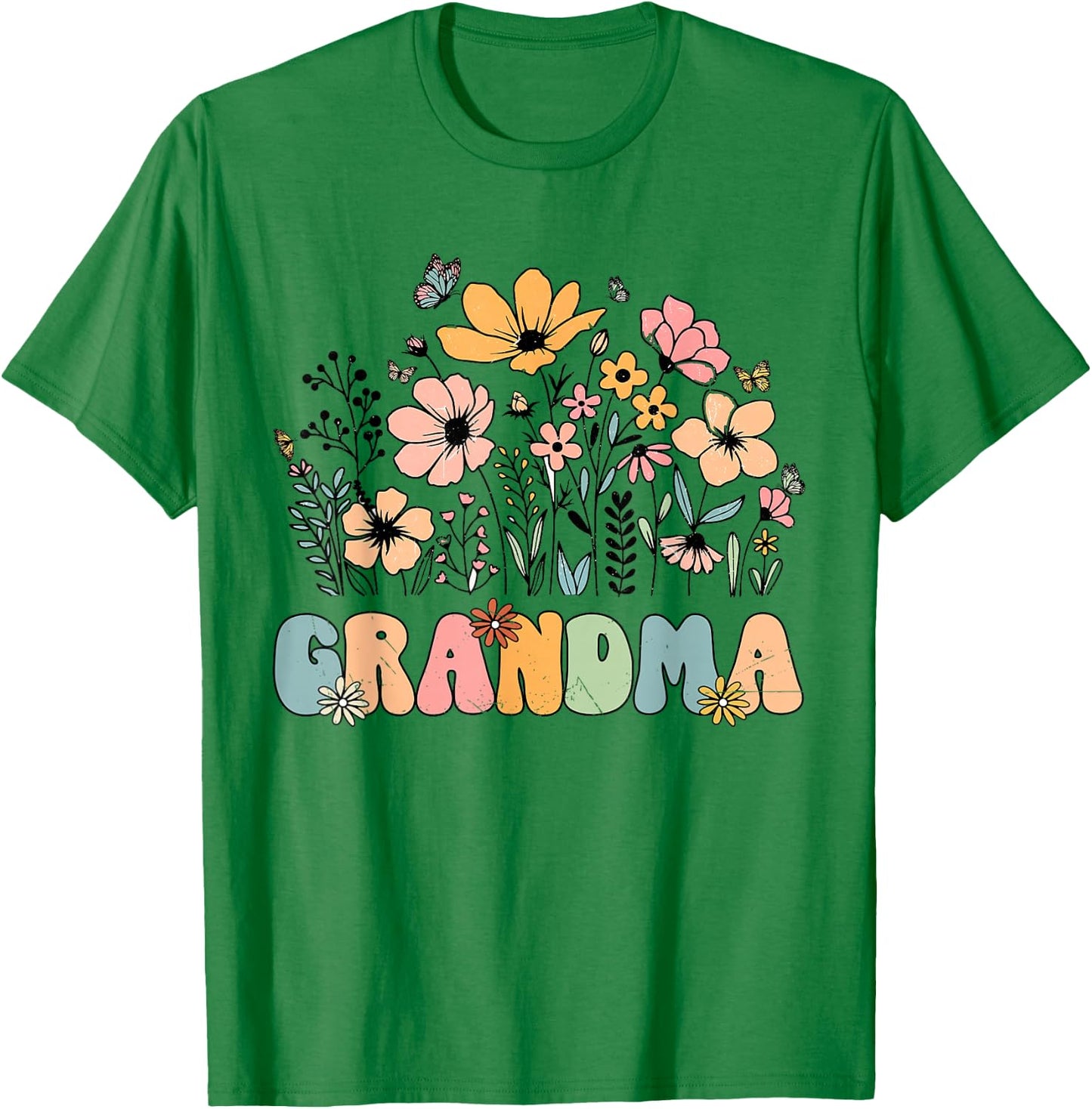 Wildflower Grandma Grandmother Announcement Mothers Day T-Shirt - T-Shirt | Irish Green