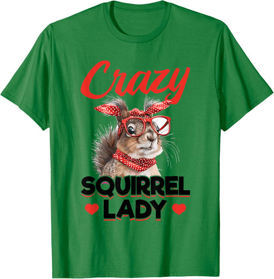 Funny Squirrel Animal Crazy Squirrel Lady T-Shirt - T-Shirt | Irish Green