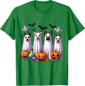 Dog Ghost Cute Dog Dressed As Ghost Funny Halloween Dog T-Shirt - T-Shirt | Irish Green