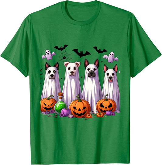 Dog Ghost Cute Dog Dressed As Ghost Funny Halloween Dog T-Shirt - T-Shirt | Irish Green