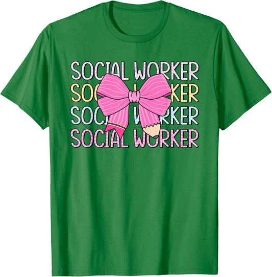 Retro Social Worker Coquette Bow Dalmatian Back To School T-Shirt - T-Shirt | Irish Green