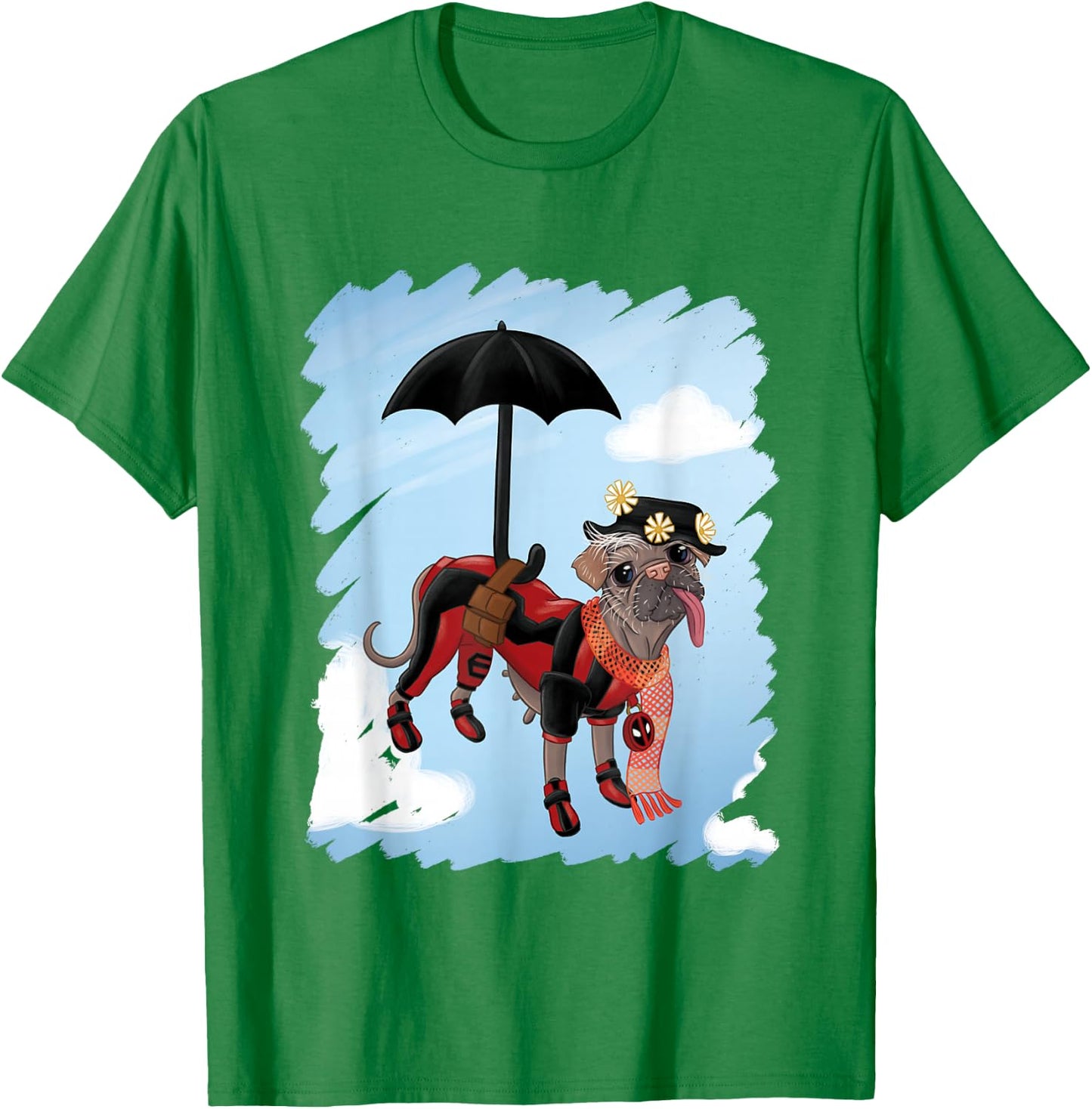 Marvel Deadpool & Wolverine Dogpool Puppins Doodle Logo T-Shirt - T-Shirt | Irish Green