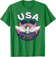 USA American Bald Eagle USA Flag July 4th red white and blue Kids Men T-Shirt - T-Shirt | Irish Green