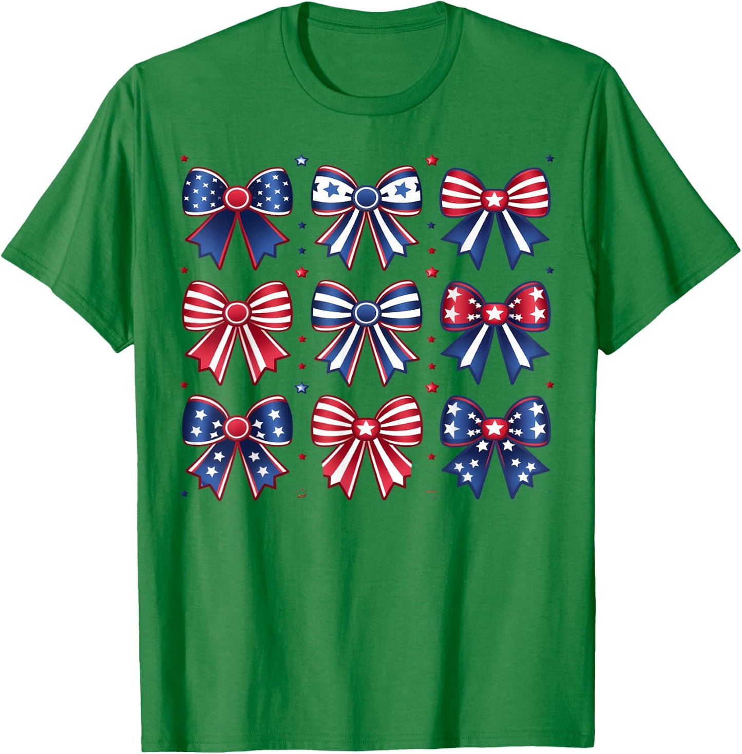 Coquette Bows 4th July Patriotic Women Girls Kids Coquette T-Shirt - T-Shirt | Irish Green